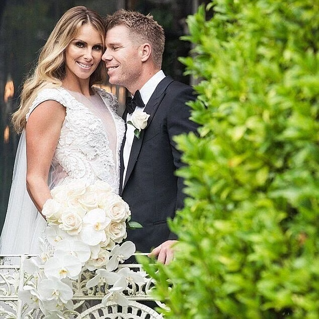 David Warner with wife